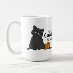 Taza De Café Más dulces por favor Halloween Gato Negro