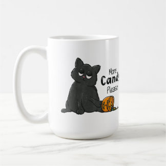 Taza De Café Más dulces por favor Halloween Gato Negro
