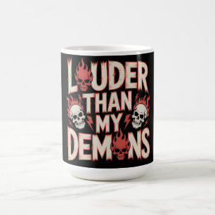 Taza De Café Más Fuerte Que Mis Demonios: Cráneo Gótico y Llama