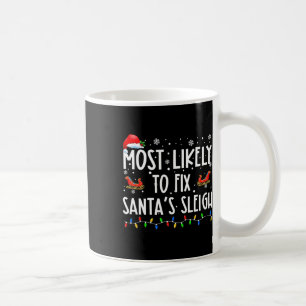 Taza De Café Más Probable De Arreglar Trineo De Santa Navidad C