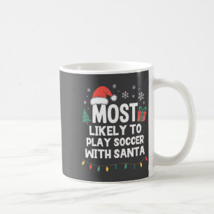 Taza De Café Más Probable De Jugar Fútbol Con El Pl De Navidad