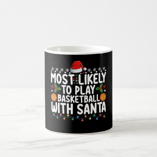 Taza De Café Más Probable Que Juegue Baloncesto Con La Navidad  (Centro)