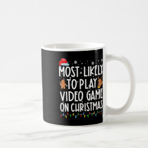 Taza De Café Más Probable Que Juegue Videojuegos En Navidad Xma