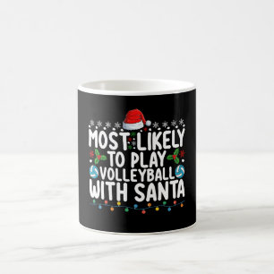 Taza De Café Más Probable Que Juegue Voleibol Con La Navidad De