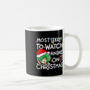 Taza De Café Más Propenso A Ver Anime En Gorro De Santa De Navi