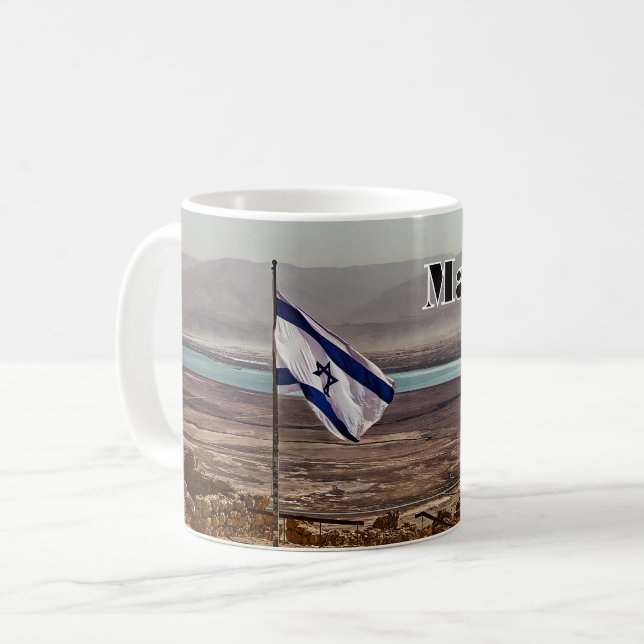 Taza De Café Masada View with Flag (Anverso izquierdo)