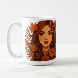 Taza De Café Masaje de otoño - Mujer con flores de otoño