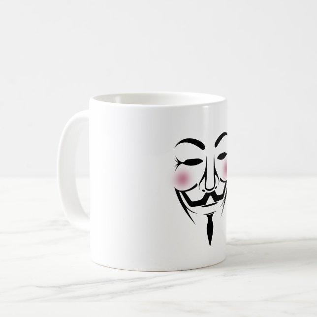 Taza De Café máscara de anonimus vendetta hacker cyber internet (Anverso izquierdo)