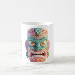 Taza De Café Máscara de Cabeza Tiki de Arte Pop Moderno