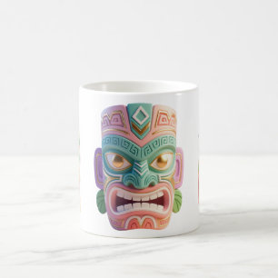 Taza De Café Máscara de Cabeza Tiki de Arte Pop Moderno