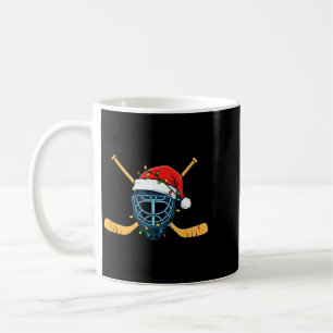 Taza De Café Máscara de hockey con luces de Navidad de sombrero