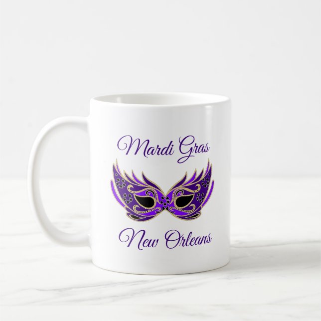 Taza De Café Máscara de Mardi Gras Nueva Orleans (Izquierda)