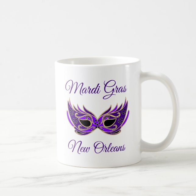 Taza De Café Máscara de Mardi Gras Nueva Orleans (Derecha)
