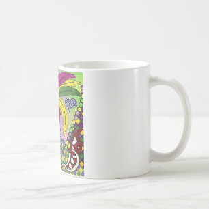 Taza De Café Máscara de plumas del Mardi Gras psicodélico