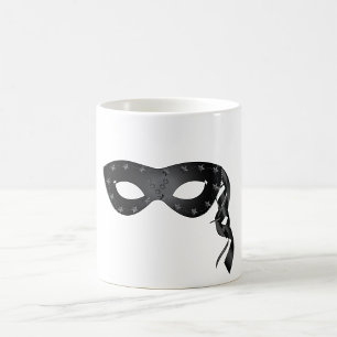 Taza De Café Máscara elegante de mascarada negra con encaje flo