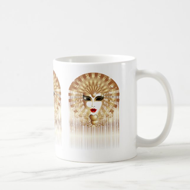 Taza De Café Máscara Fiesta del Carnaval de Venecia Dorada (Derecha)
