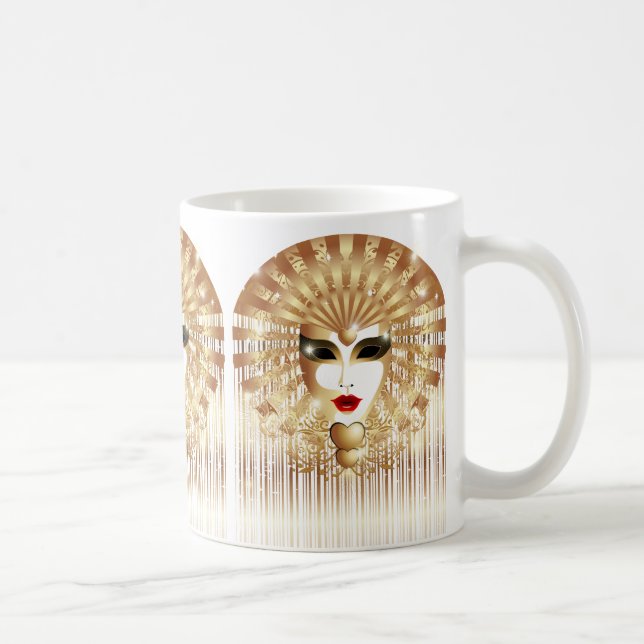 Taza De Café Máscara Fiesta del Carnaval de Venecia Dorada (Derecha)