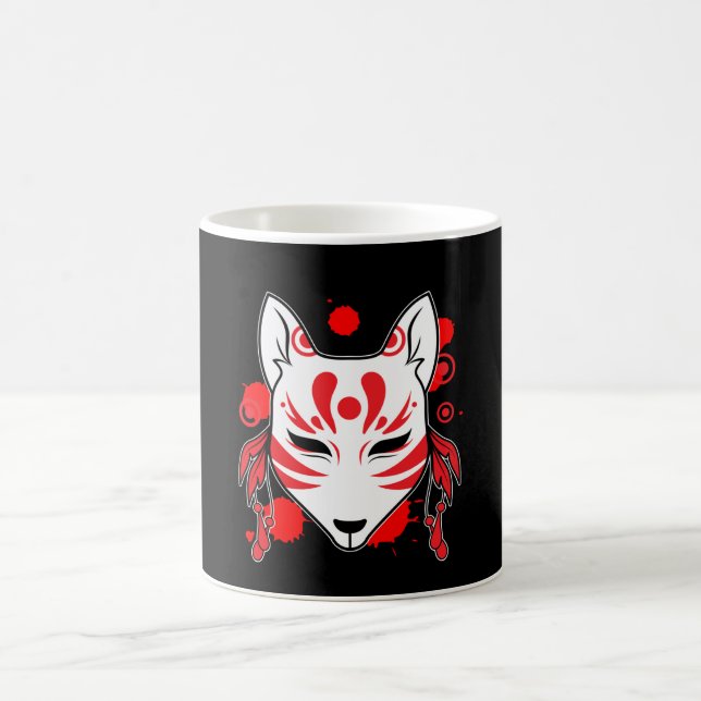 Taza De Café Máscara japonesa de Fox Kitsune Kami Inari Kawaii (Centro)