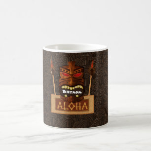 Taza De Café Máscara Tiki de Madera Vintage Retro Aloha Hawaian