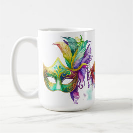 TAZA DE CAFÉ MÁSCARAS COLORIDAS DE MARDI GRAS