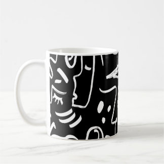 Taza De Café Máscaras de caras abstractas: patrón geométrico