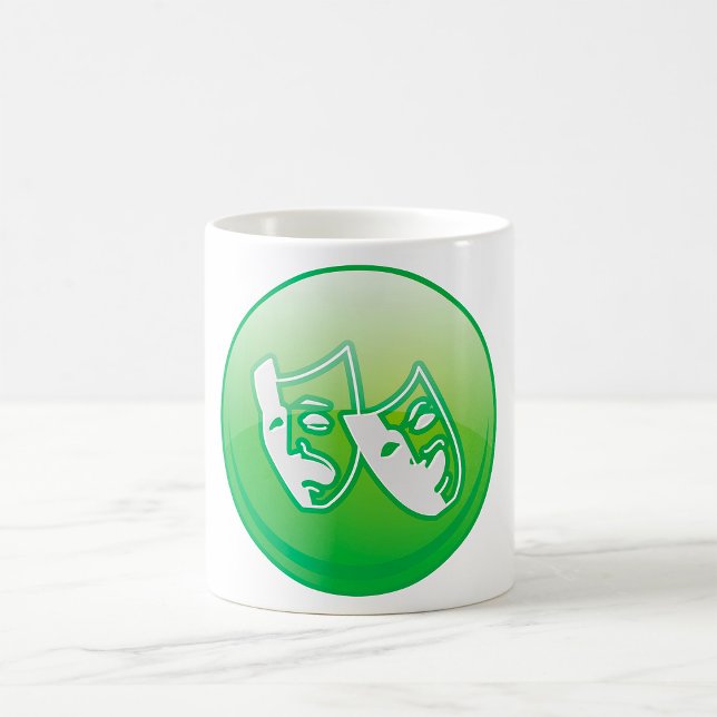 Taza De Café Máscaras de comedia y tragedia dramática verdes (Subido por el creador)