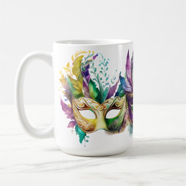 TAZA DE CAFÉ MÁSCARAS DE GRAS MARDI COLORIDAS (Izquierda)