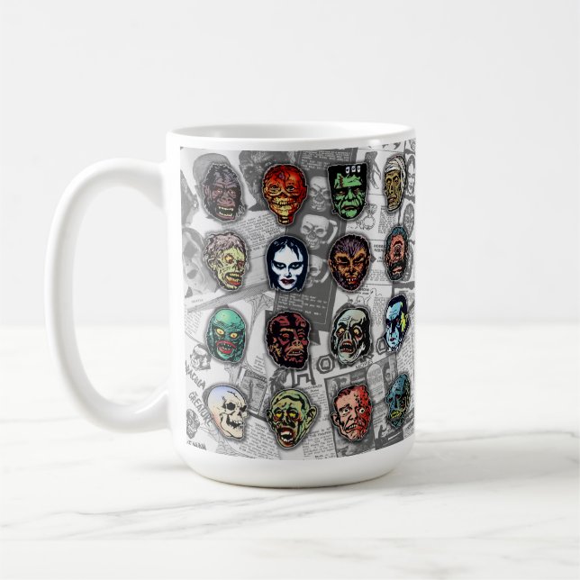 Taza De Café Máscaras de monstruos Retro Horror Mug - (Variante (Izquierda)