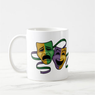 Taza De Café Máscaras Teatrales Festivas de Mardi Gras Felices 