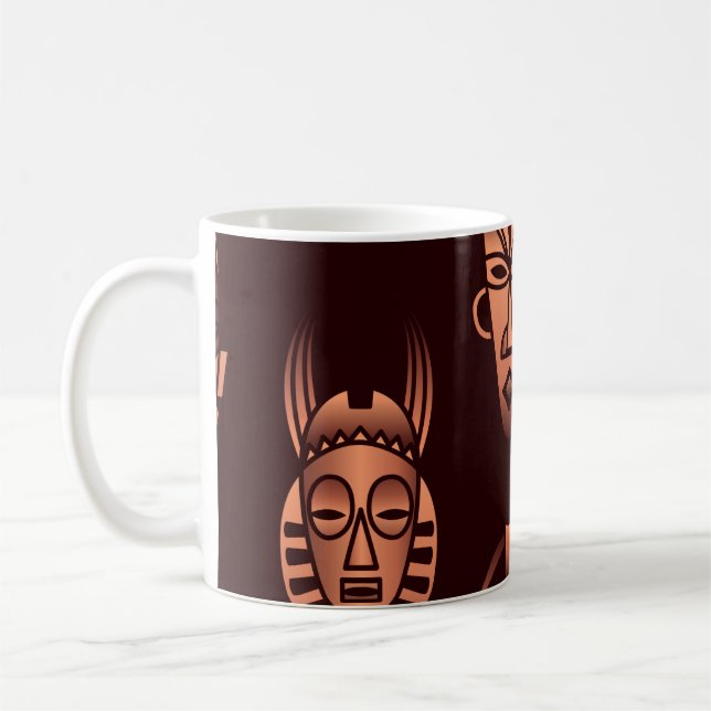Taza De Café Mascarillas étnicas africanas, fondo oscuro (Izquierda)