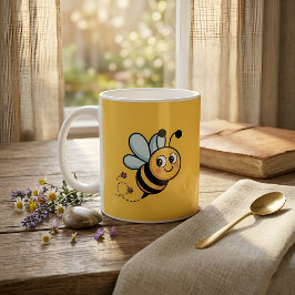 Taza De Café Mascota de abeja apta para niños con rastro de pun