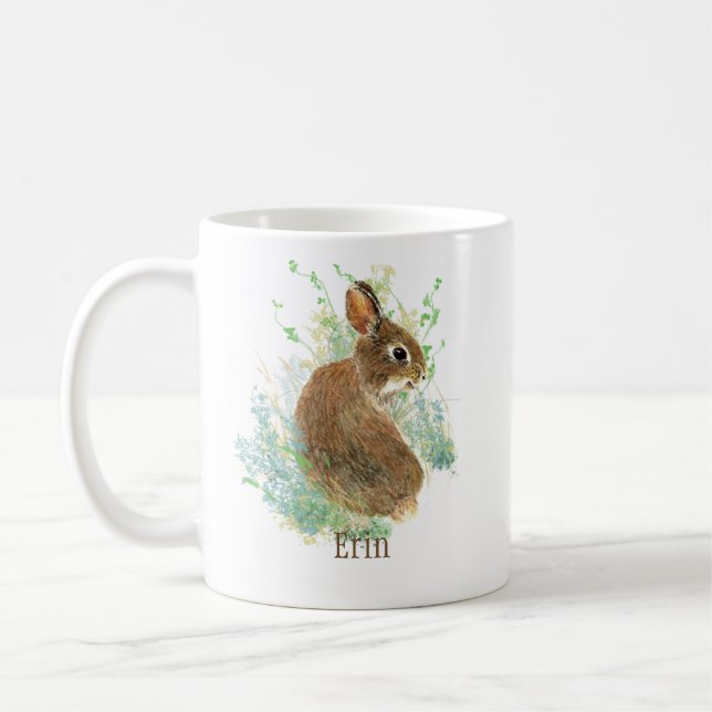 Taza De Café Mascota de conejo conejo chiquito nombre personali (Izquierda)