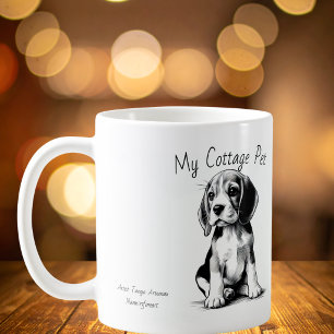 Taza De Café Mascota de Cute Cottage - Beagle/ Personalizado