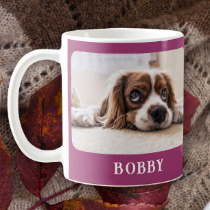 Taza De Café Mascota de fotografía de perro Navidades morados M