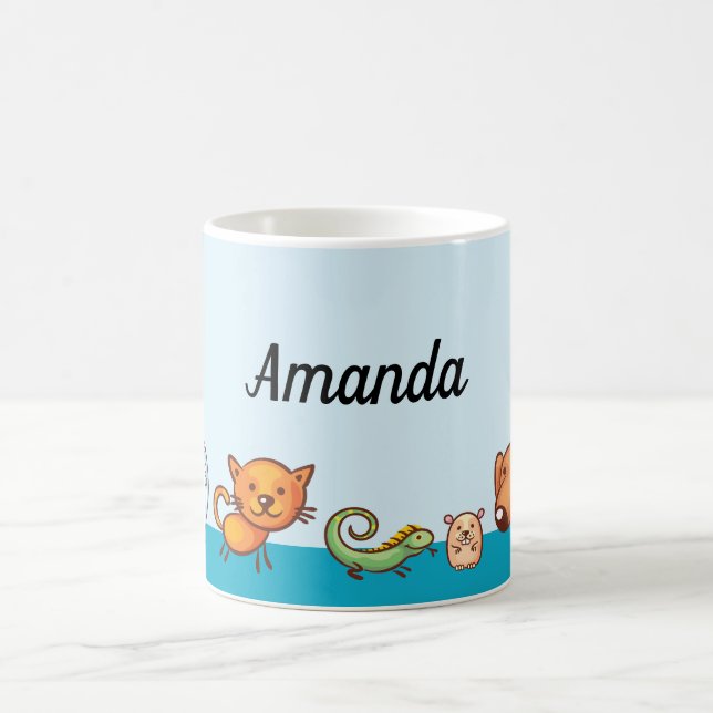 Taza De Café Mascota de gato de perro lindo personalizado (Centro)