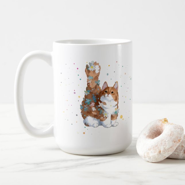 Taza De Café Mascota de gato kitsch (Con donut)