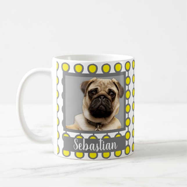 Taza De Café Mascota de patrón geométrico amarillo gris moderno (Izquierda)