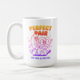 Taza De Café Mascota de perrito caliente y pretzel vintage - Re
