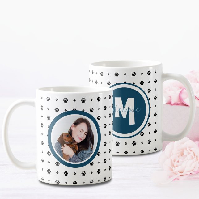 Taza De Café Mascota de perro Monograma Foto Paw Imprimir Marin (Subido por el creador)