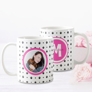 Taza De Café Mascota de perro Monograma Papel fotográfico Impri
