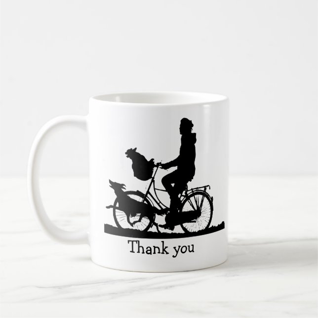 Taza De Café Mascota de perros: Bicicleta, ciclismo, gracias (Izquierda)