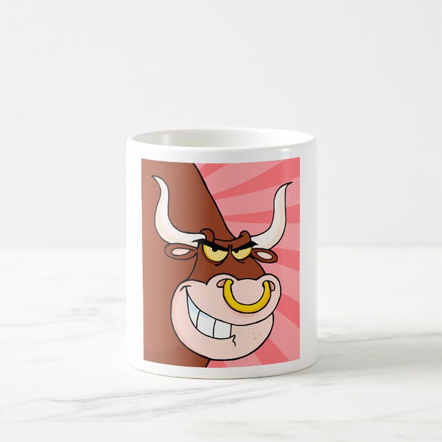 Taza De Café Mascota de toros furiosos con anillo de nariz (Subido por el creador)