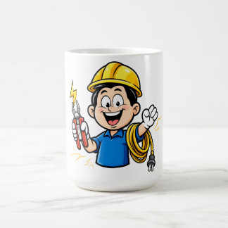 Taza De Café Mascota Electricista Energético Arte de Dibujos An