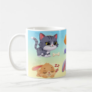 Taza De Café Mascota lindo amigos abrazan a los niños
