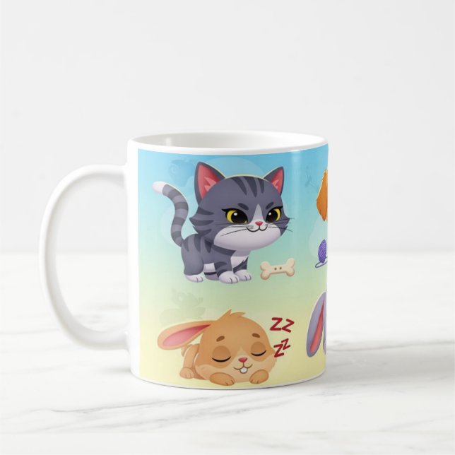 Taza De Café Mascota lindo amigos abrazan a los niños (Izquierda)