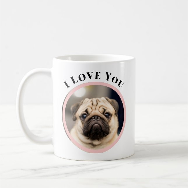 Taza De Café Mascota lindo foto de perro en un marco de círculo (Izquierda)