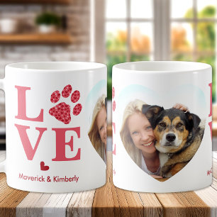 Taza De Café Mascota LOVE Heart Photo Personalizado Perro Lover