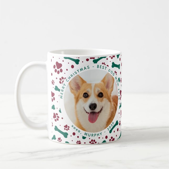 Taza De Café Mascota Navidades Personalizado Foto Imprime Perro (Izquierda)