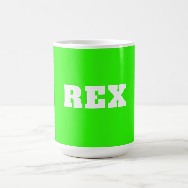 Taza De Café Mascota Neon Green y White Moderne Name (Centro)