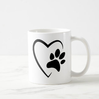 Taza De Café Mascota Paw Print Heart Mug
